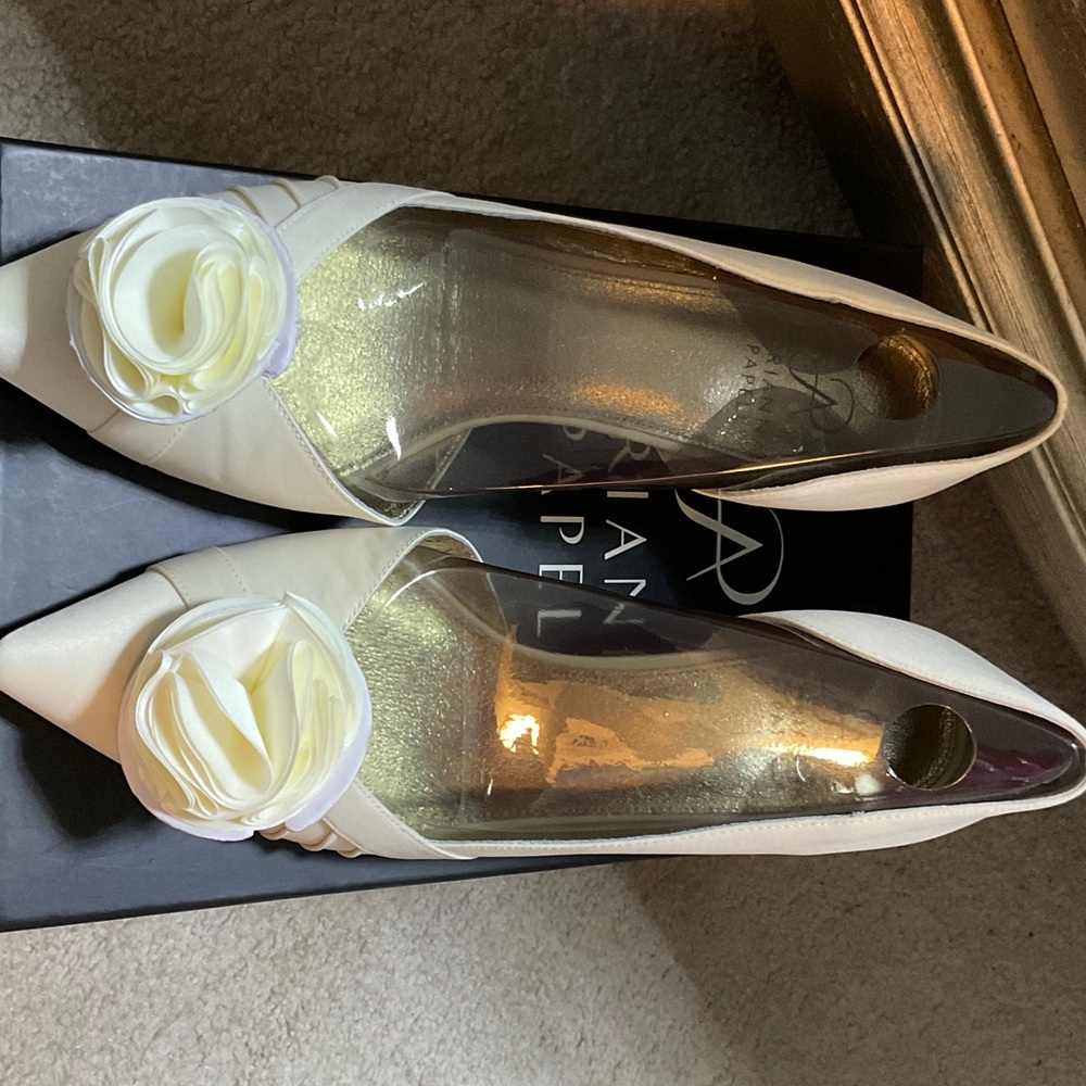Adrianna Papell Ivory Heels with Rose Accent